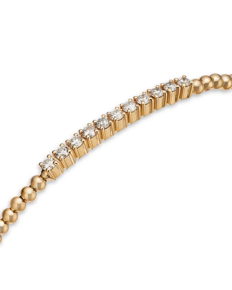Diamond Station Bangle Bracelet in 14K Yellow Gold, 0.45 tcw