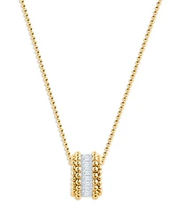 Diamond Baguette Beaded Pendant Necklace in 18K Yellow Gold, 0.35 tcw, 16"-20"