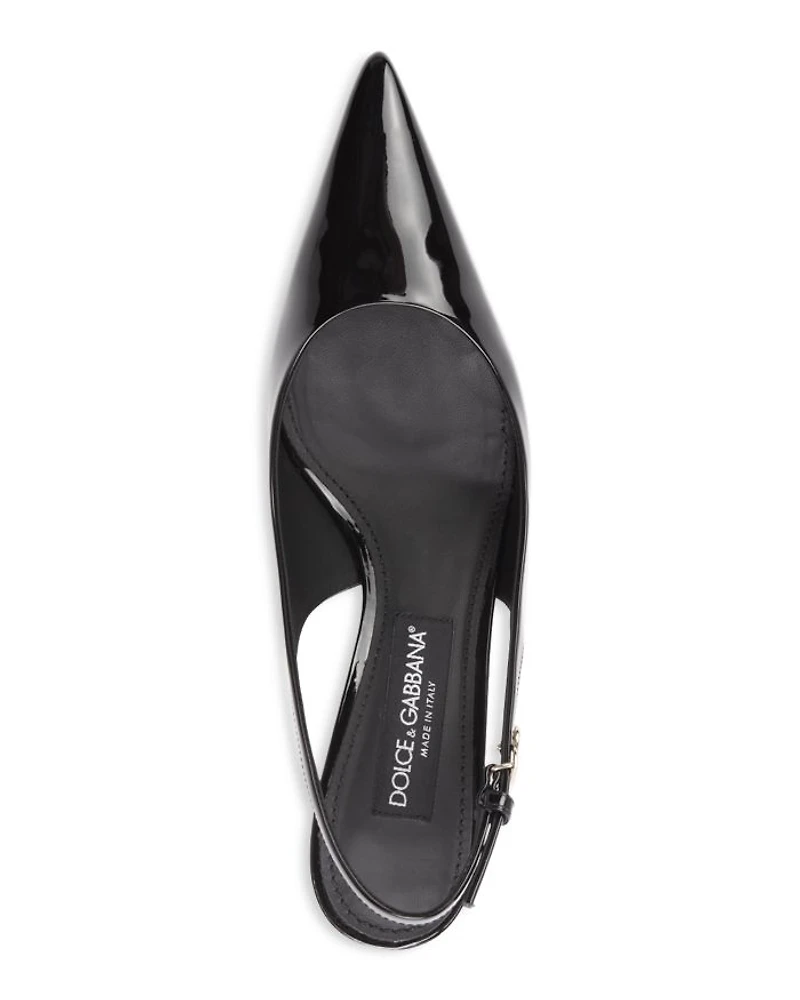 Women's Glossy Pointed Toe Slingback Pumps