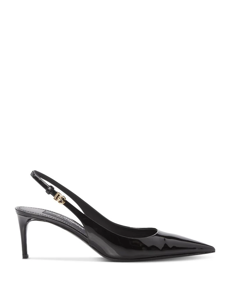 Women's Glossy Pointed Toe Slingback Pumps