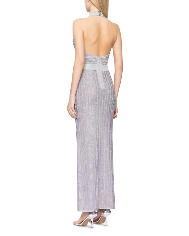 Halter Eyelash Knit Gown