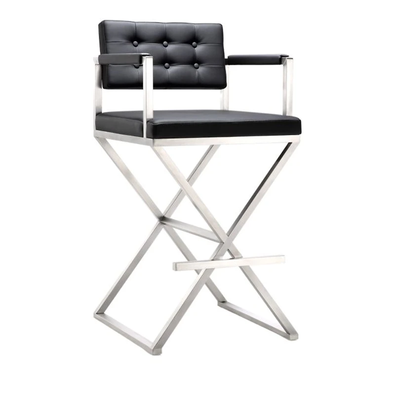Director Performance Vegan Leather and Stainless Steel Barstool Black