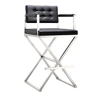 Director Performance Vegan Leather and Stainless Steel Barstool Black