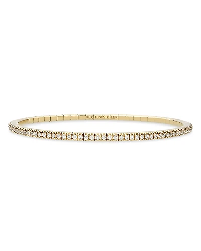 Extensible 18K Gold Stretch Diamond Tennis Bracelet