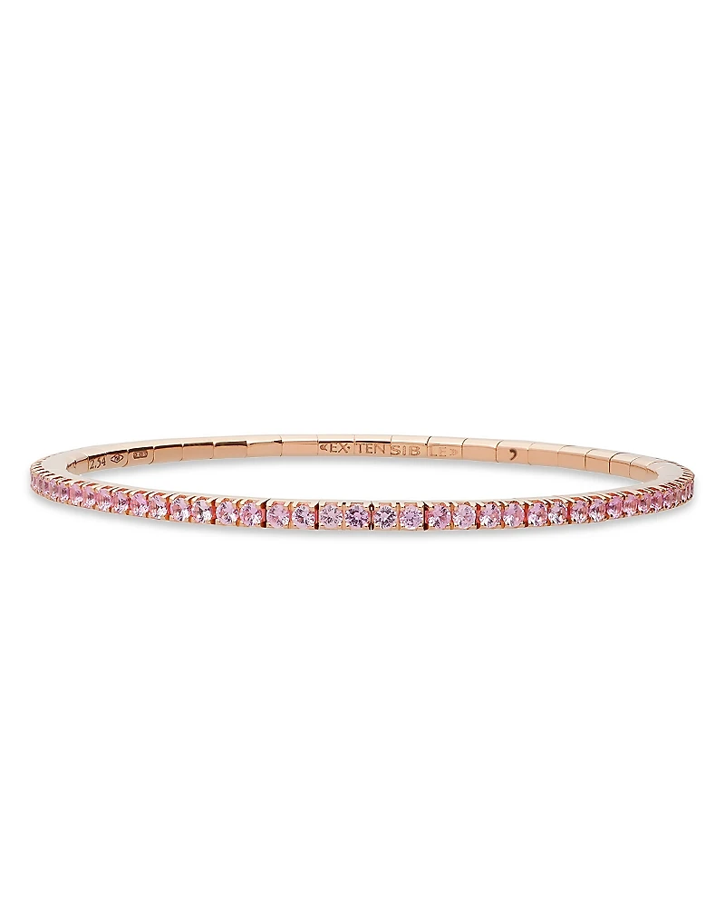 Extensible 18K Rose Gold Pink Sapphire Stretch Tennis Bracelet