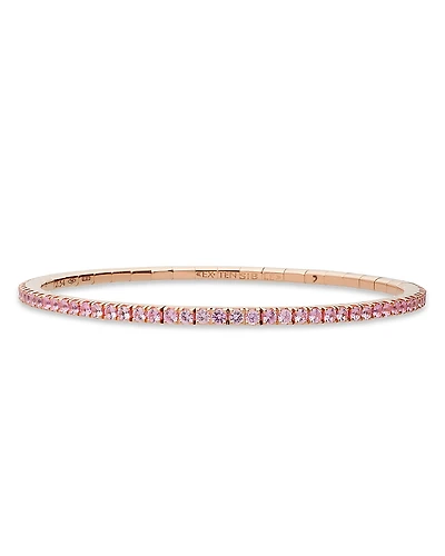 Extensible 18K Rose Gold Pink Sapphire Stretch Tennis Bracelet