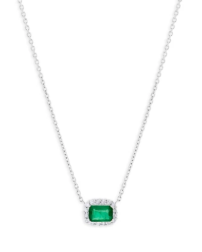 Precious Stone and Diamond Halo Pendant Necklace Collection in 14K White Gold