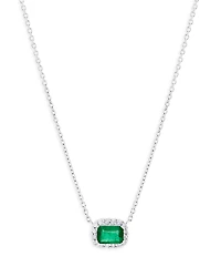 Bloomingdale's Fine Collection Emerald & Diamond Halo Pendant Necklace