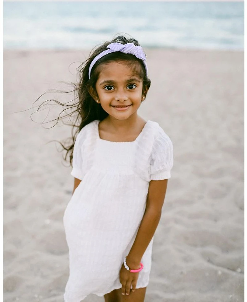 Girls' Lilly Lavender Seersucker Bow Headband - Little Kid, Big Kid