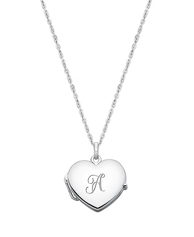 Girls' Sterling Silver Heart Locket & Engraved Initial 14-16" Necklace - Children