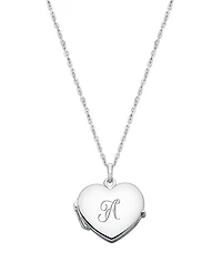 Girls' Sterling Silver Heart Locket & Engraved Initial 14-16" Necklace - Children