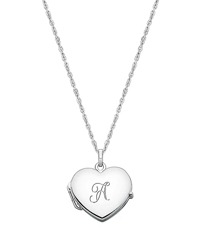 Tiny Blessings Girls' Sterling Silver Heart Locket & Engraved Initial 14-16" Necklace - Children
