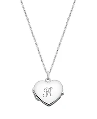 Tiny Blessings Girls' Sterling Silver Heart Locket & Engraved Initial 14-16" Necklace - Children