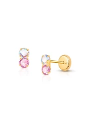 Girls' 14K Gold Shimmer Drop Studs Screw Back Earrings - Baby, Little Kid, Big Kid