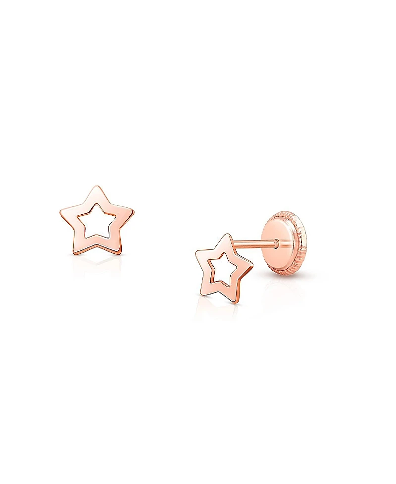 Tiny Blessings Girls' 14K Gold Wish Upon a Star Studs Screw Back Earrings - Baby, Little Kid, Big Kid