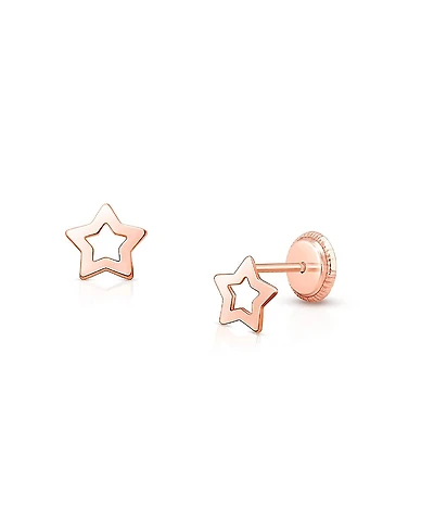 Tiny Blessings Girls' 14K Gold Wish Upon a Star Studs Screw Back Earrings - Baby, Little Kid, Big Kid
