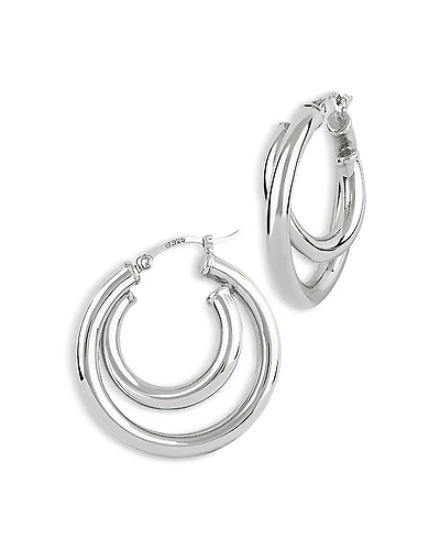 Bloomingdale's Fine Collection Polished Double Tube Hoop Earrings