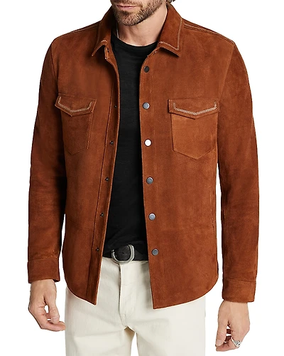 John Varvatos Emmons Regular Fit Suede Shirt Jacket
