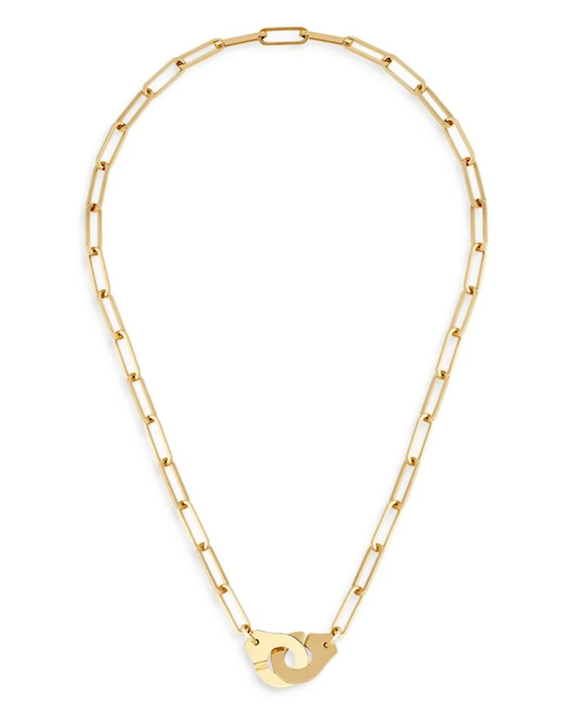 18K Yellow Gold Menottes Interlocking Clasp Open Link Necklace, 17.5"