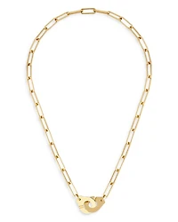 18K Yellow Gold Menottes Interlocking Clasp Open Link Necklace, 17.5"