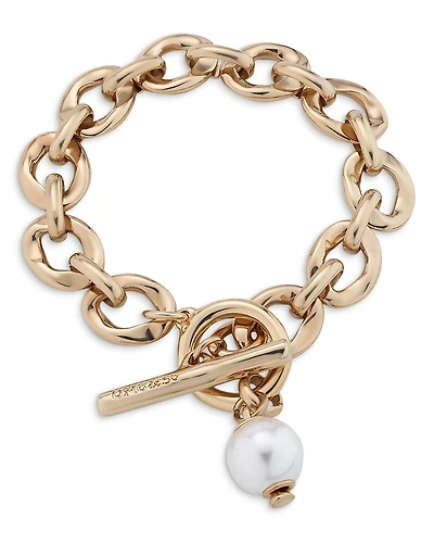 UNOde50 18K Gold Plated Link with a Pearl Bracelet