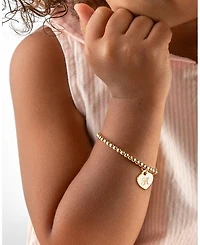 Girls' 14K Gold 3mm Beads & Diamond Initial 5.25" Bracelet - Children