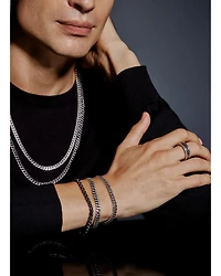 Men's Streamline® Two Row Band Ring Sterling Silver with Black Diamonds, 6.5mm