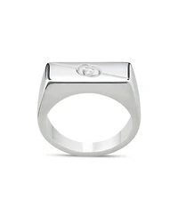Sterling Silver Diagonal Interlocking G Rectangular Signet Ring