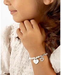 Girls Sterling Silver 4mm Cultured Pearls & Engraved Initial 6.25" Bracelet - Children