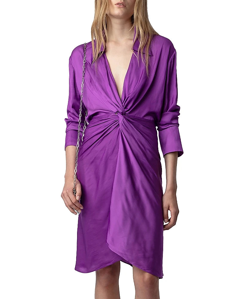 Zadig & Voltaire Rozo Twist Front Satin Dress