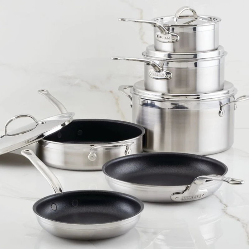 ProBond® Forged 10-Piece Professional Clad Stainless Steel Cookware Set with TITUM® Nonstick