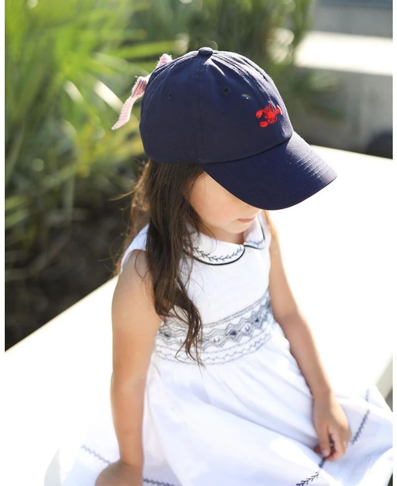 Girls' Lobster Bow Baseball Hat in Navy - Little Kid