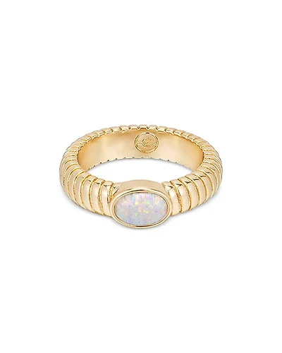 Flex Ribbed Opal Ring in 18K Gold Plated