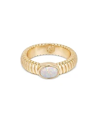 Flex Ribbed Opal Ring in 18K Gold Plated