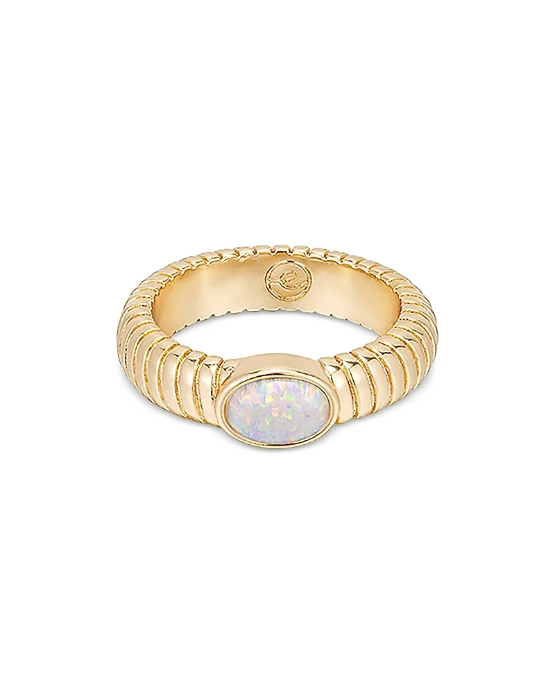 Ettika Flex Ribbed Opal Ring