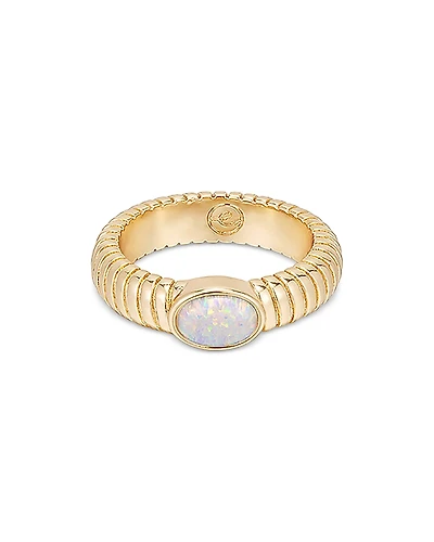 Ettika Flex Ribbed Opal Ring