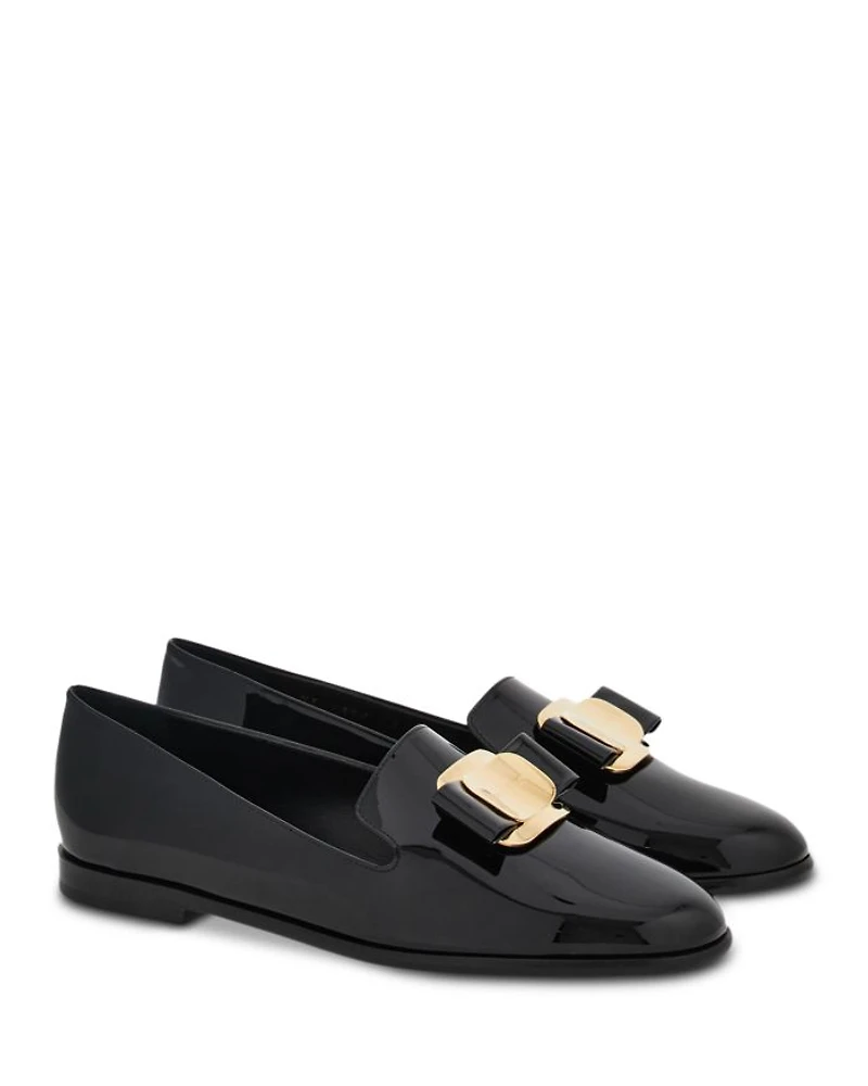 Women's Bow Patent Leather Loafers
