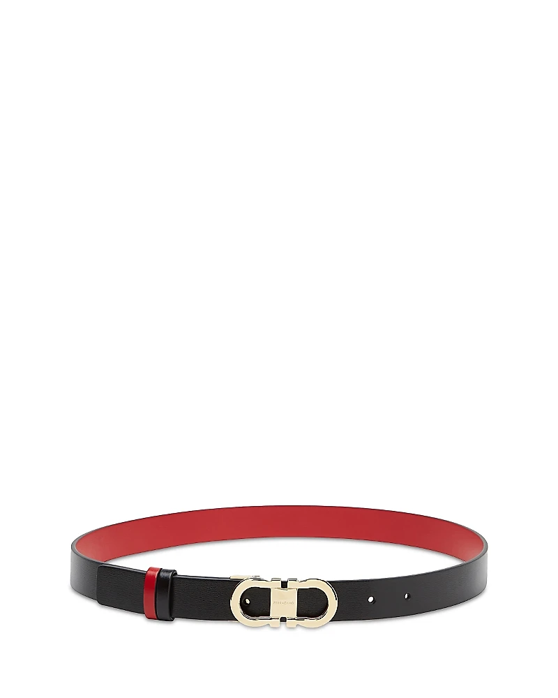 Ferragamo Women's Double Gancini Reversible Leather Belt