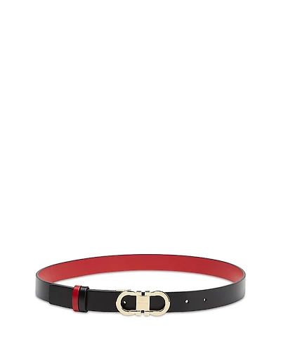 Ferragamo Women's Double Gancini Reversible Leather Belt