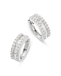 Bloomingdale's Fine Collection Diamond Baguette & Round Huggie Hoop Earring