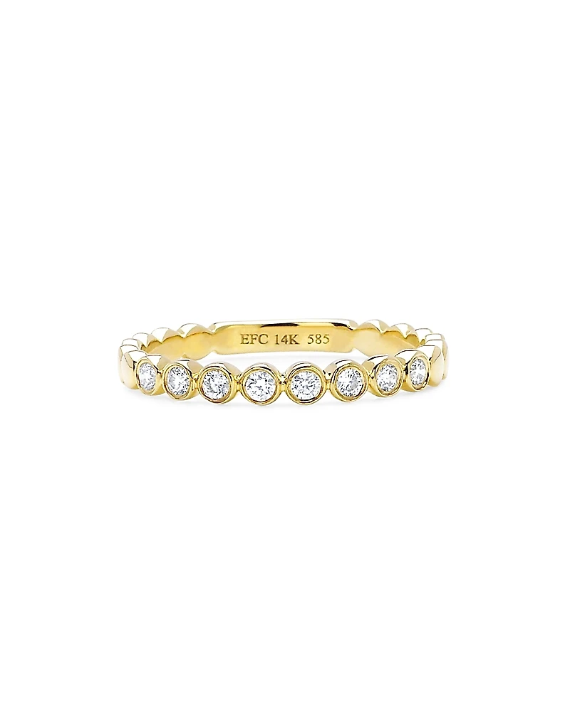 Ef Collection 14K Yellow Gold Diamond Bezel Stack Ring
