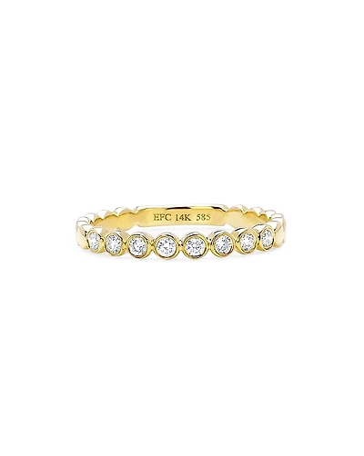 Ef Collection 14K Yellow Gold Diamond Bezel Stack Ring
