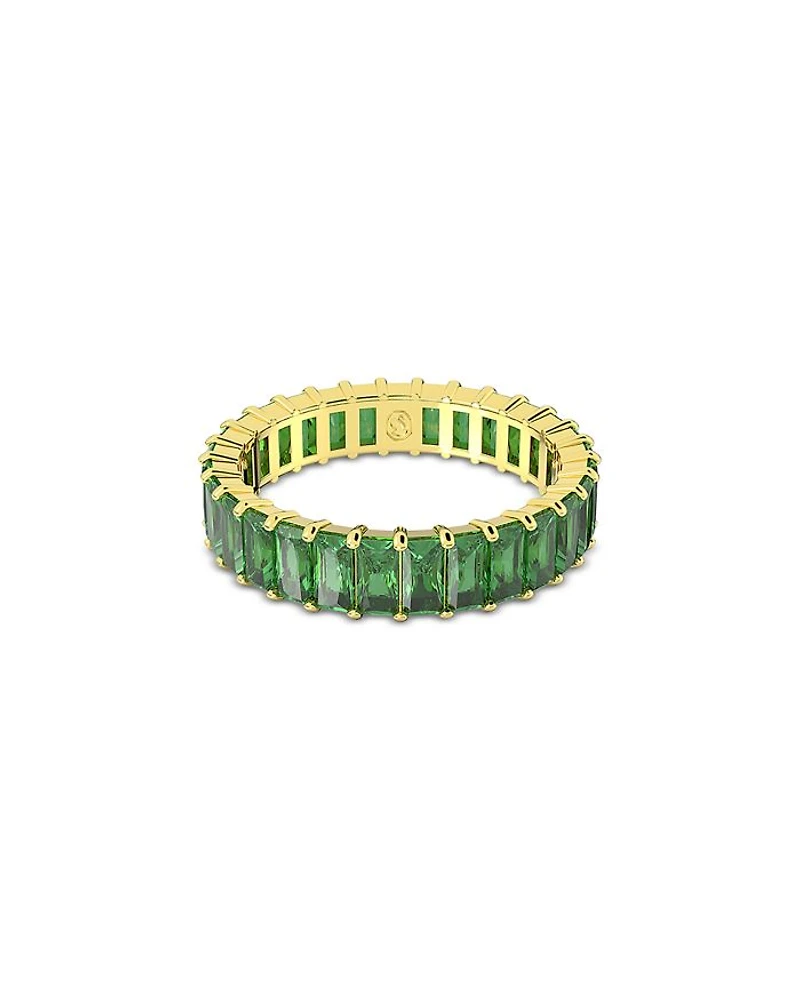 Matrix Green Baguette Crystal Stack Ring Gold Tone