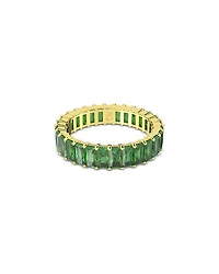 Matrix Green Baguette Crystal Stack Ring Gold Tone