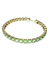 Matrix Blue Crystal Large Tennis Bracelet in Gold Tone