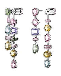 Gema Multicolor Mixed Cut Linear Front to Back Earrings in Rhodium Plated