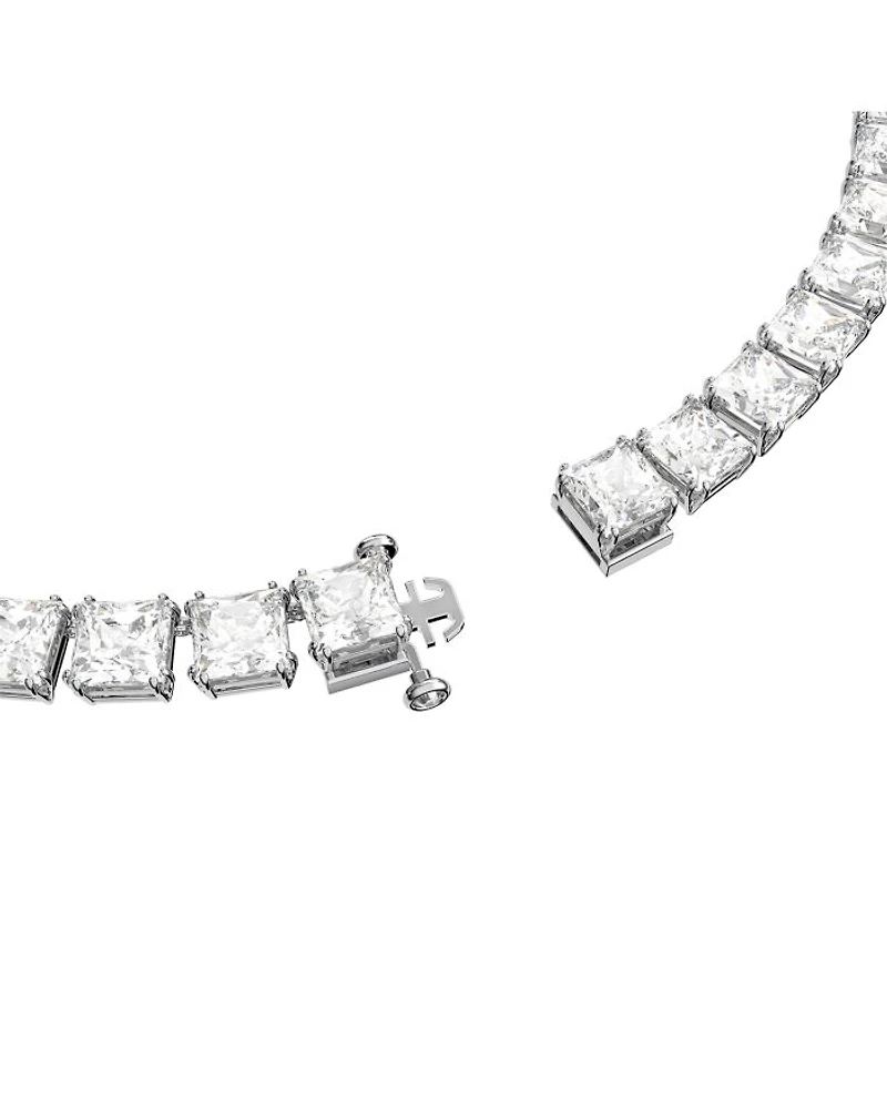 Matrix Square Cut All Around Collar Necklace in Rhodium Plated, 14.87"-16.5"