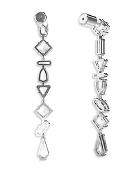 Mesmera Mixed Cut Linear Drop Earrings in Rhodium Plated