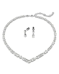 Mesmera Mixed Cut Collar Necklace & Drop Earrings Set in Rhodium Plated