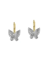 Phillips House Rhodium & 14K Yellow Gold Diamond Petite Butterfly Leverback Earrings